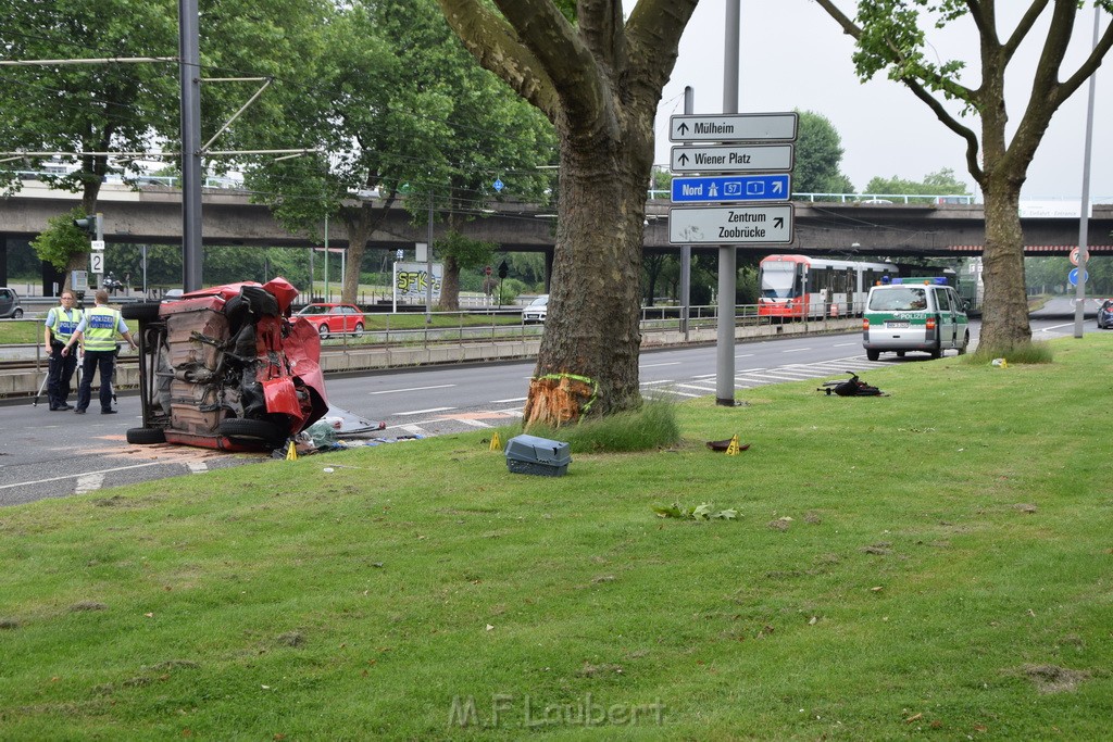 Schwerer VU Pkw Baum Koeln Deutz Messekreisel P242.JPG - Miklos Laubert